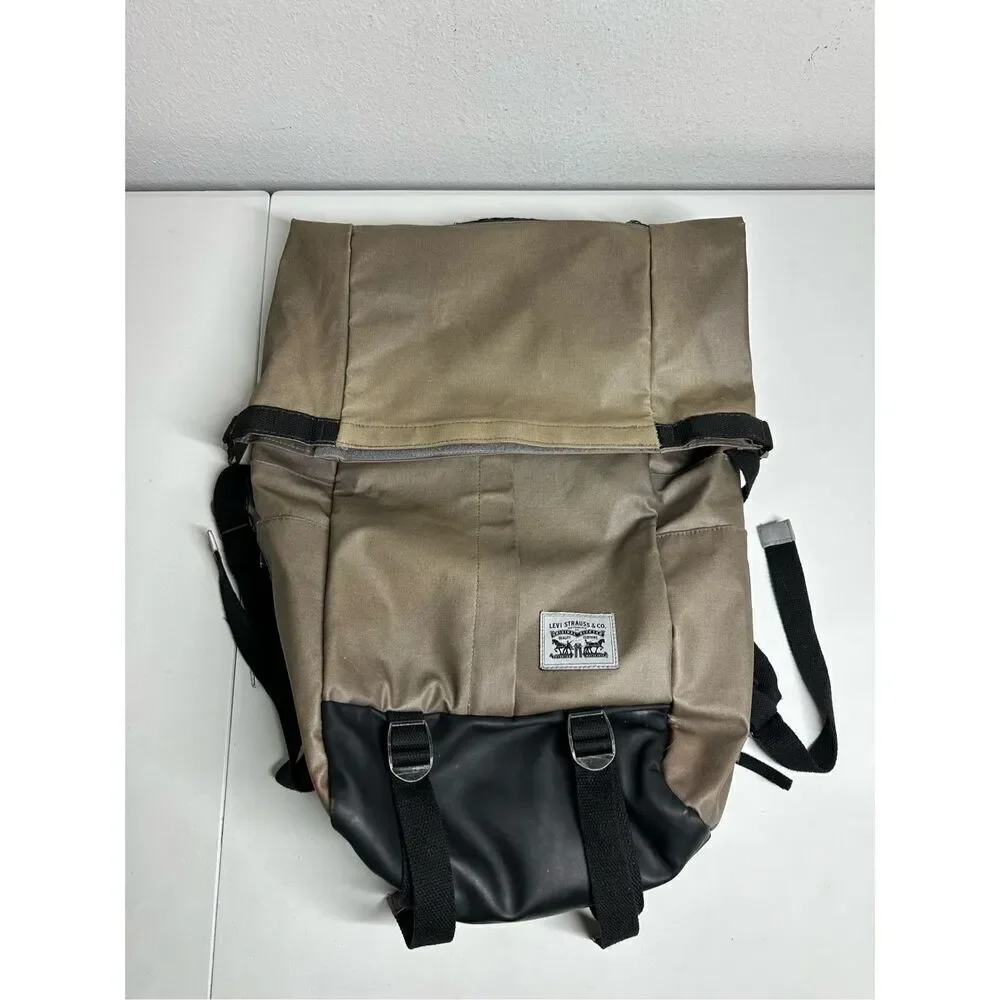 Levi's Men's Valencia Roll Top Backpack Men's Roll Top Backpack Tan Black *Notes